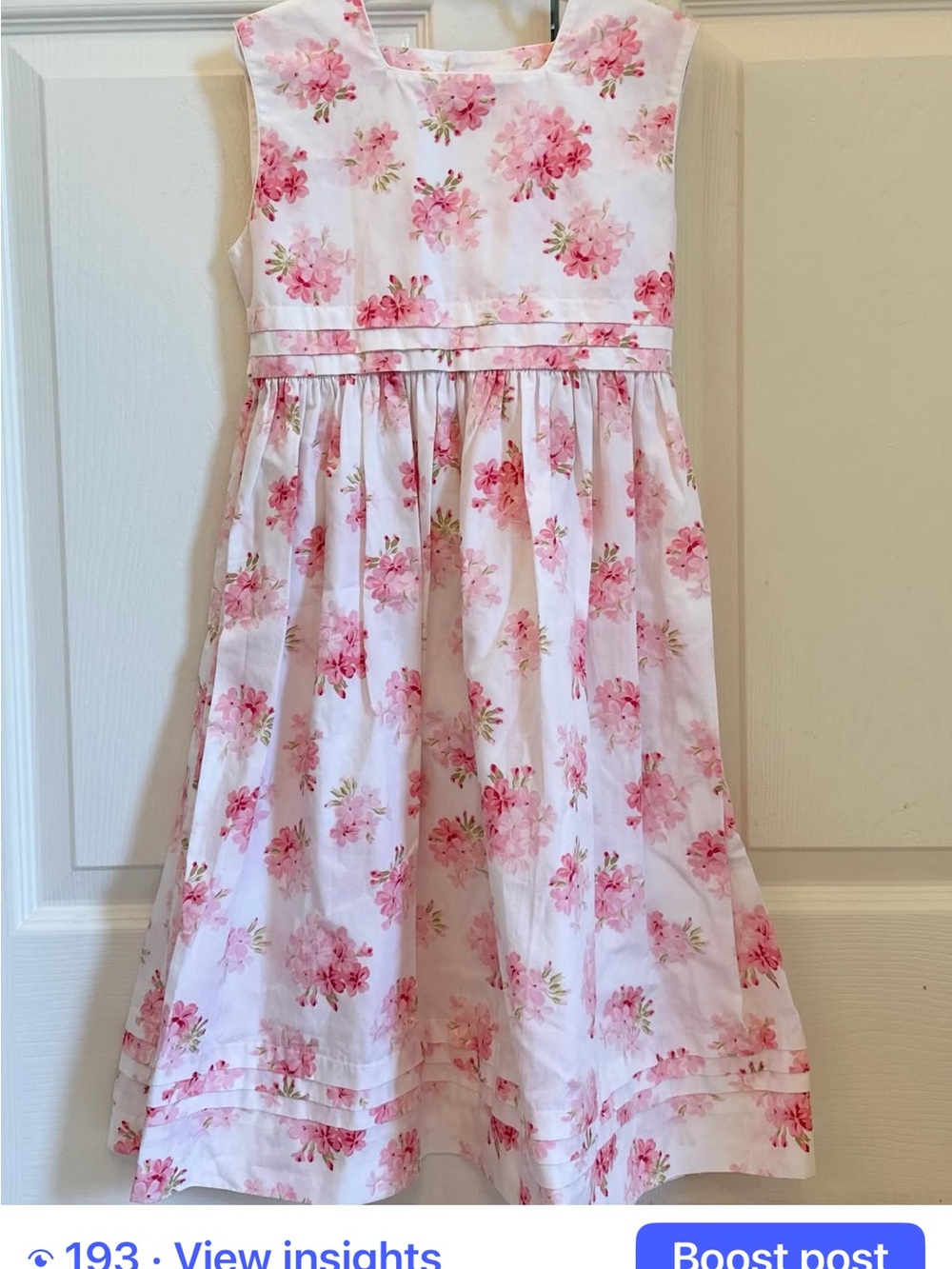 EUC Girls Sophie Dess Paris pink hydrangea dress size 6x/7